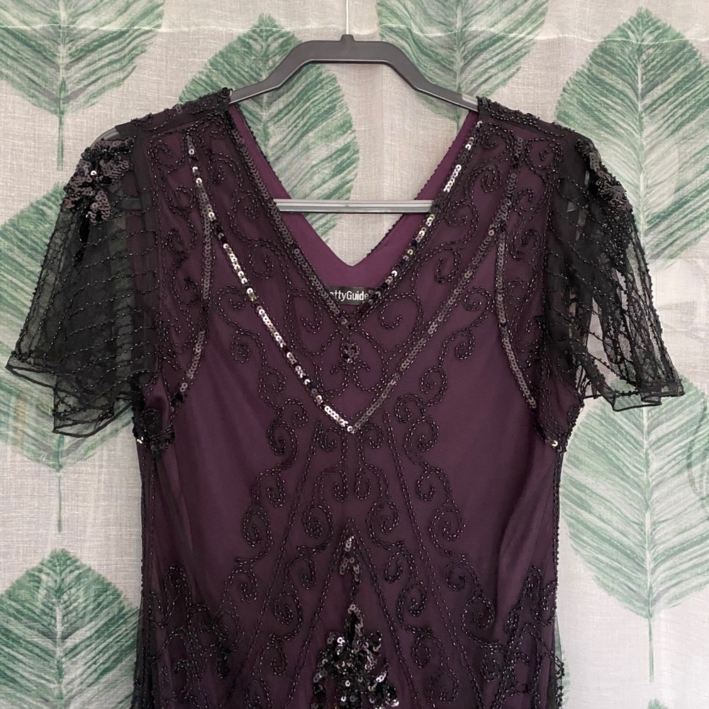 Beaded flapper dress purple and black